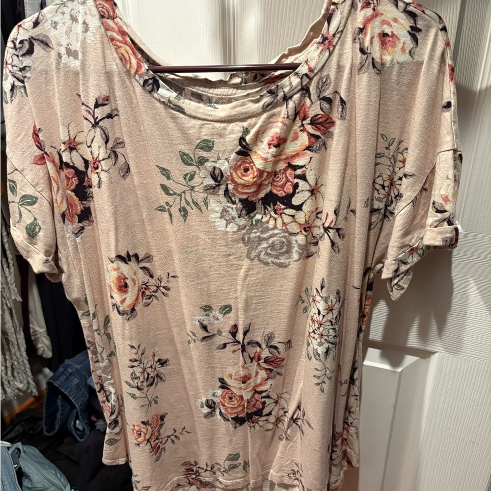 Maurices Beige Floral Print Blouse